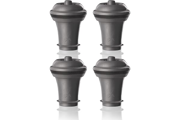 Vacu Vin Wine Saver Vacuum Stoppers – Set of 4 – Gray – Airtight Seal for Opened Bottles to Preserve Freshness Up to 10 Days