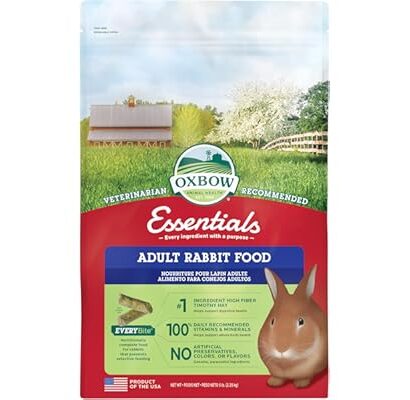 Oxbow Essentials Rabbit Food, Adult Rabbit, Made with Oxbow Timothy Hay, Pet Pellets with Vitamins & Minerals, Small Animal P