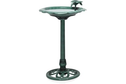 Alpine Corporation 31" Tall Outdoor Antique Flower Birdbath with Bird Decoration Yard Statue, Durable Polypropylene Construct
