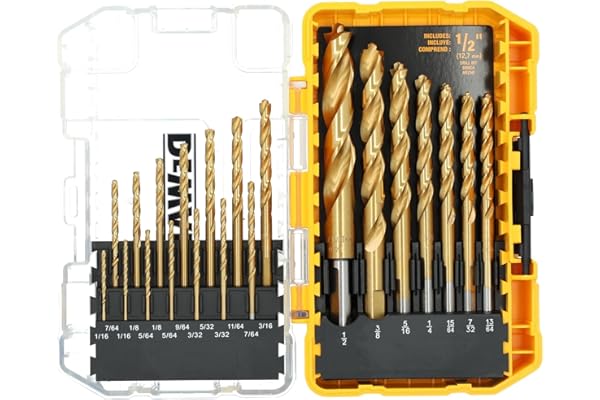 DEWALT Titanium Nitride Coated Drill Bit Set, Pilot Point, 21-Piece (DW1361)