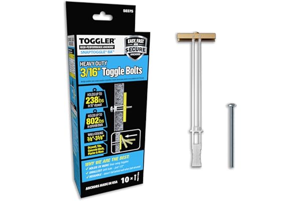 TOGGLER SNAPTOGGLE Heavy-Duty Drywall Toggle Bolt – 3/16"-24 UNC Zinc-Plated Anchor for Hollow Walls, Plaster & Tile – Holds