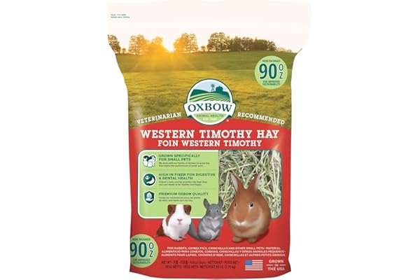 Oxbow Western Timothy Hay, Guinea Pig Hay, Small Pet Bunny Supplies, All Natural Grass for Guinea Pig, Bunny, Chinchilla & Ha