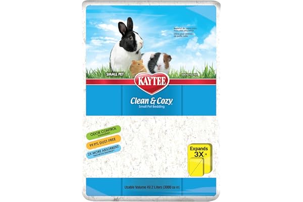 Kaytee Clean & Cozy White Paper Bedding, Made for Small Animals, 49.2 Liters