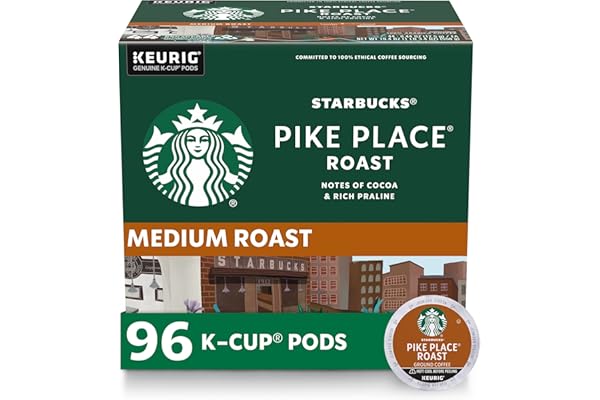 Starbucks K-Cup Coffee Pods, Medium Roast Coffee, Pike Place Roast for Keurig Brewers, 100% Arabica, 4 boxes (96 pods total)