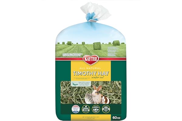 Kaytee Wafer Cut All Natural Timothy Hay for Pet Guinea Pigs, Rabbits & Other Small Animals, 60 Ounce