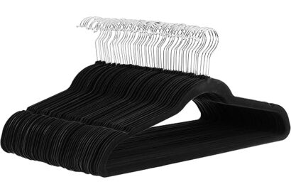 Amazon Basics Slim, Velvet, Non-Slip Suit Clothes Hangers, Pack of 50, Black