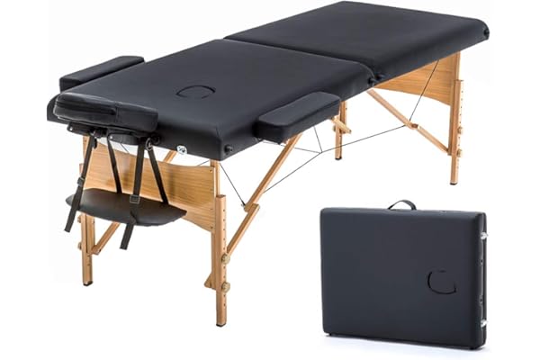 BestMassage Massage Bed Portable Massage Table 24 inch Wide Lash Bed Height Adjustable 2 Folding Spa Table with Non-Woven Bag