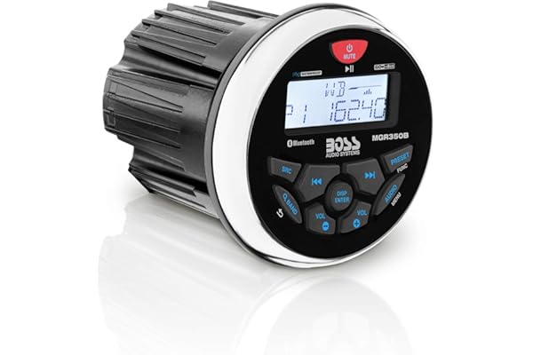 BOSS Audio Systems MGR350B Marine Boat Stereo Gauge Receiver – Bluetooth Head Unit, No CD DVD Player, Built-in 4 Channel Ampl