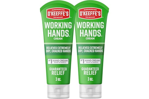 O'Keeffe's Working Hands Hand Cream for Extreme Dryness - 3 oz Tube (2 Pack) - Repairing Skincare for Cracked, Dry Hands