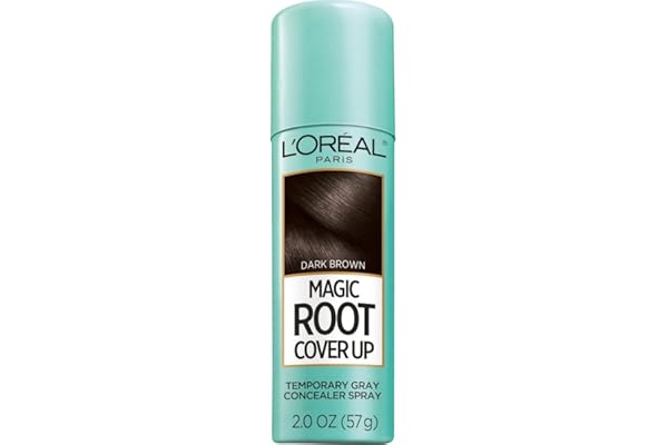 L'Oreal Paris Root Cover Up Temporary Gray Concealer Spray, Hair Color Spray with Filling & Thickening Coverage, Dark Brown,