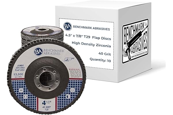 Benchmark Abrasives 4.5" x 7/8" Premium High Density Jumbo Zirconia Type 29 Flap Discs 4 1/2 for Angle Grinder, Sanding Discs