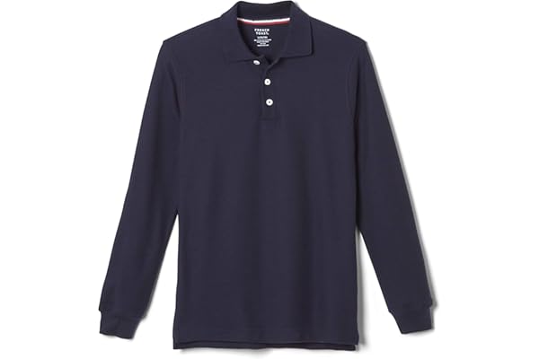 French Toast Boys Pique Polo School Uniform Shirt with Long Sleeves for Boys and Girls