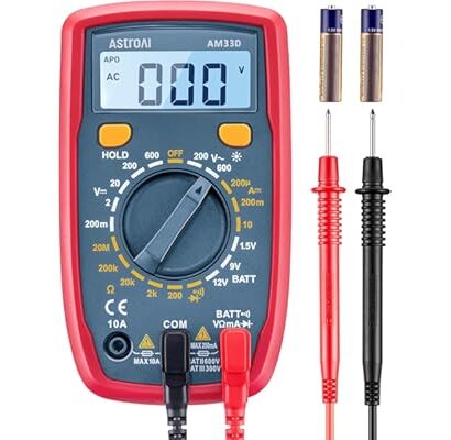 AstroAI Digital Multimeter Tester 2000 Counts with DC AC Voltmeter and Ohm Volt Amp Meter; Measures Voltage, Current, Resista
