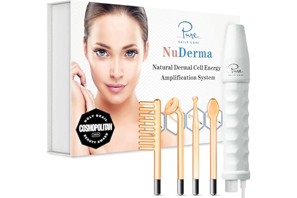 Pure Daily Care NuDerma Handheld Skin Therapy Wand Machine w/Neon – Anti-Aging - Skin Tightening - Wrinkle Reducing - Dark Ci