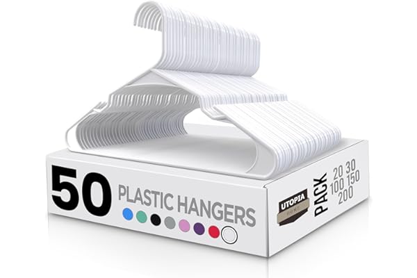Utopia Home - Plastic Hangers 50 Pack - Space Saving Clothes Hanger - Durable and Strong Closet Organizers and Storage Makes