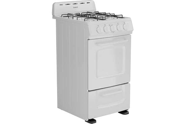 Avanti GRO20P0W Gas Range Oven Compact Freestanding Design, 4 Burners with Electronic Ignition, 2.1 Cu.Ft. Capacity Features