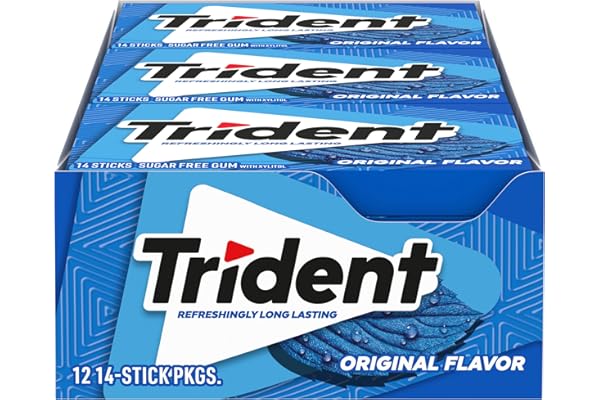 Trident Original Flavor Sugar-Free Chewing Gum, 12 Packs of 14 Pieces (168 Total Pieces)