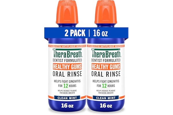 TheraBreath Healthy Gums Oral Rinse, Antigingivitis, Clean Mint Flavor, Dentist Formulated to Help Prevent Gingivitis and Sup