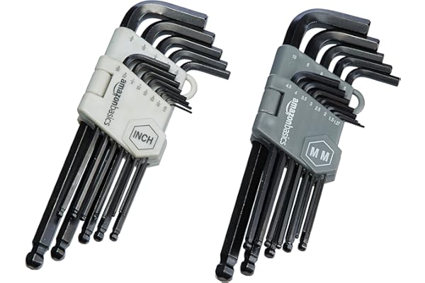 Amazon Basics Hex Key Allen Wrench, Long Arm, Metric and Standard Sizes, 26-Piece