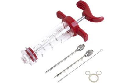 Ofargo Plastic Marinade Injector Syringe with Screw-on Meat Needle for BBQ Grill, 1-oz, Red, Recipe E-Book (Download PDF)
