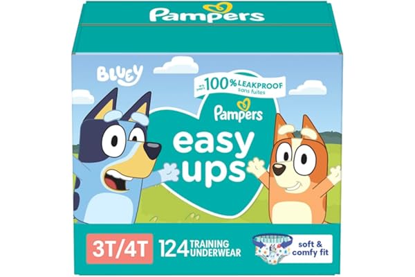 Pampers Training Pants - Easy Ups Boys & Girls Bluey - Size 3T-4T, 124 Count, Children's Potty Underwear (Packaging May Vary)