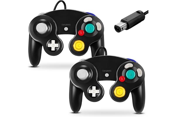 FIOTOK Gamecube Controller, Classic Wired Controller for Wii Nintendo Gamecube (Black-2Pack)
