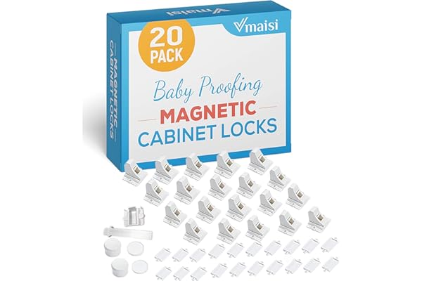 20 Pack Magnetic Cabinet Locks Baby Proofing - Vmaisi Children Proof Cupboard Drawers Latches - Adhesive Easy Installation