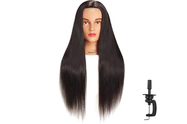 Hairingrid 26"-28" Mannequin Head Hair Styling Training Manikin Cosmetology Doll Head Synthetic Fiber Hair and Free Clamp Hol