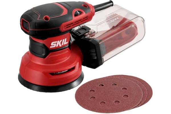 SKIL 5” Random Orbital Sander with Cyclonic Dust Box & 3pc Sanding Sheet - SR211601, Multicolor