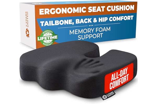 Seat Cushion for Office Chairs - Fits 18"x14" Seats, Tailbone, Coccyx Pain Relief - Butt, Pressure & Sciatica Relief - Gaming
