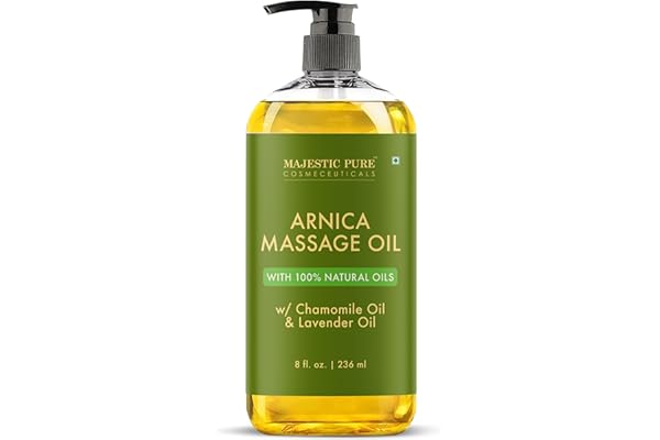 MAJESTIC PURE Arnica Massage Oil for Massage Therapy - Refreshing, and Relaxing - Natural Oils with Lavender & Chamomile Esse