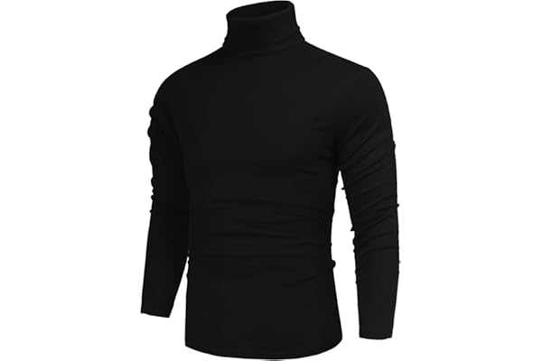 Poriff Men's Casual Slim Fit Basic Tops Knitted Lightweight Turtleneck Pullover Sweater