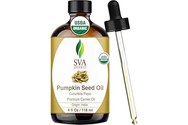 SVA Pumpkin Seed Oil Organic - 4 Fl Oz – 100% Natural Cold Pressed Organic Pumpkin oil - for Face, Skin Care, Hair Care, Scal