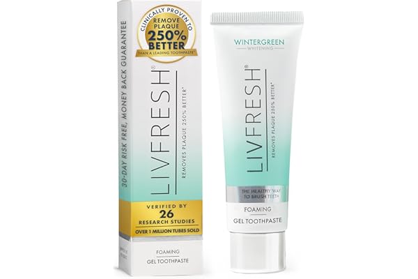 LIVFRESH Toothpaste Gel, Clinically Proven to Remove Plaque 250% Better, Improves Gum Health 190% Better, Prevents & Reduces