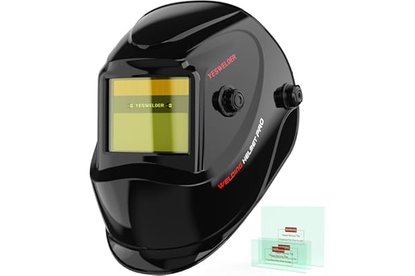 YESWELDER Auto Darkening Welding Helmet, Blue Light Blocking, 1/1/1/1 True Color Solar Powered Welding Hood with 2 Arc Sensor