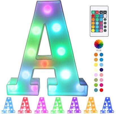 Pooqla Colorful LED Marquee Letter Lights with Remote – Light Up Marquee Signs – Party Bar Letters with Lights Decorations fo