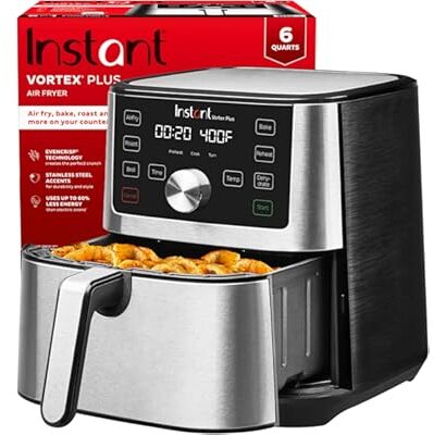 Instant Pot Vortex Plus 6QT XL Air Fryer, 6-in-1, Broils, Dehydrates, Crisps, Roasts, Reheats, Bakes for Quick Easy Meals, 10