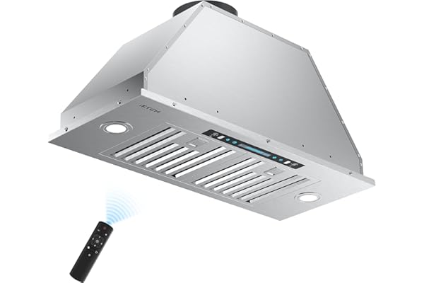 IKTCH 30 inch Built-in/Insert Range Hood 900 CFM, Ducted/Ductless Convertible Duct, Stainless Steel Kitchen Vent Hood with 4