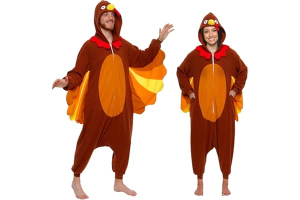 Funziez! Adult Onesie Halloween Costume Animal Dinosaur Shark Unisex Plush One Piece Cosplay Suit for Adults, Men and Women