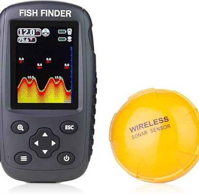 Venterior Portable Rechargeable Fish Finder Wireless Sonar Sensor Fishfinder Depth Locator with Fish Size, Bottom Contour, Co