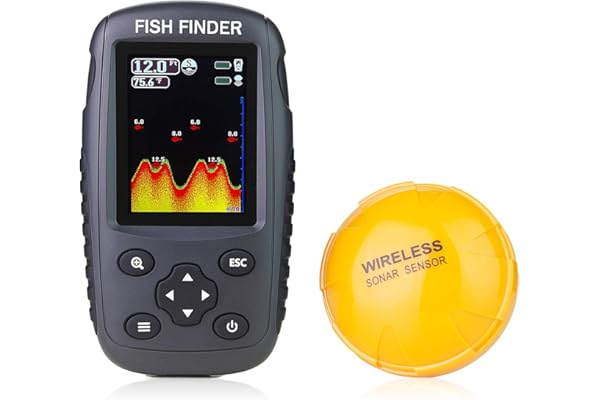 Venterior Portable Rechargeable Fish Finder Wireless Sonar Sensor Fishfinder Depth Locator with Fish Size, Bottom Contour, Co
