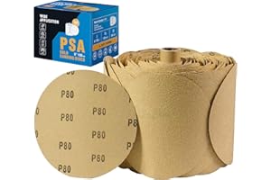 S SATC 100 PCS PSA Sanding Discs 6 Inch Adhesive Backed Sandpaper 80 Grit Sander Attachment for Drill Self Stick Aluminum Oxi