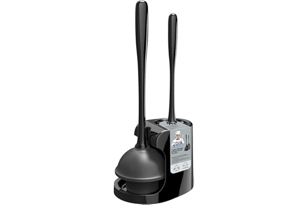 MR.SIGA Toilet Plunger and Bowl Brush Combo for Bathroom Cleaning, Black, 1 Set