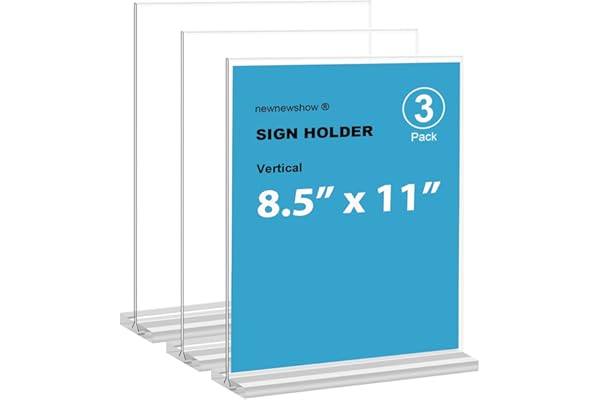 newnewshow 8.5x11 Acrylic Sign Holder 3 Pack Vertical Double-Sided Display (Optional 8.5x11 8.5x5.5 5x7 Horizontal and Vertic