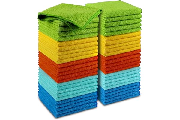 AIDEA Microfiber Cleaning Cloth, 50PK, Microfiber Towels for Cars, Premium Wash Cloths, Dusting Cloth Cleaning Rags, Absorben