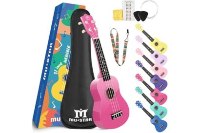 MUSTAR Soprano Ukulele Beginners Kit - 21 Inch Basswood Ukuleles for Kids, Beginner, Ukulele Pack With Gig Bag, Strap, Picks,