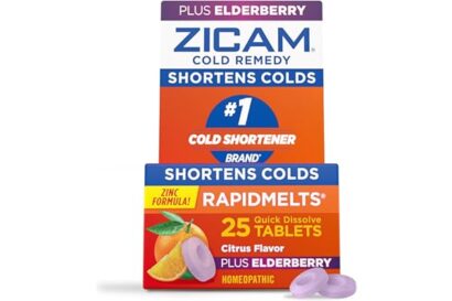Zicam Cold Remedy Zinc RapidMelts, Elderberry Citrus Flavor, Homeopathic, Cold Shortening Medicine, Shortens Cold Duration, 2