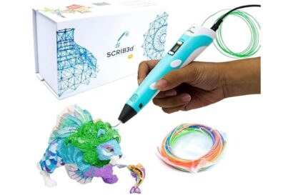 SCRIB3D P1 3D Printing Pen with Display - Includes 3D Pen, 3 Starter Colors of PLA Filament, Stencil Book + Project Guide, an