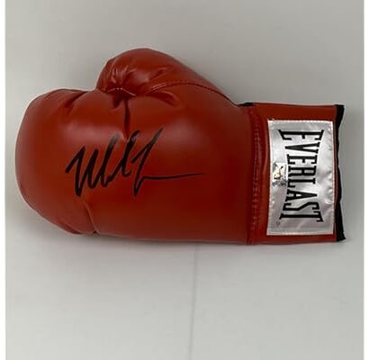 Autographed/Signed Mike Tyson Red Everlast Boxing Glove Athlete Hologram COA