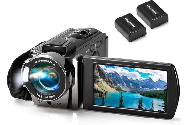 kimire Video Camera Camcorder Digital Camera Recorder Full HD 1080P 15FPS 24MP 3.0 Inch 270 Degree Rotation LCD 16X Digital Z